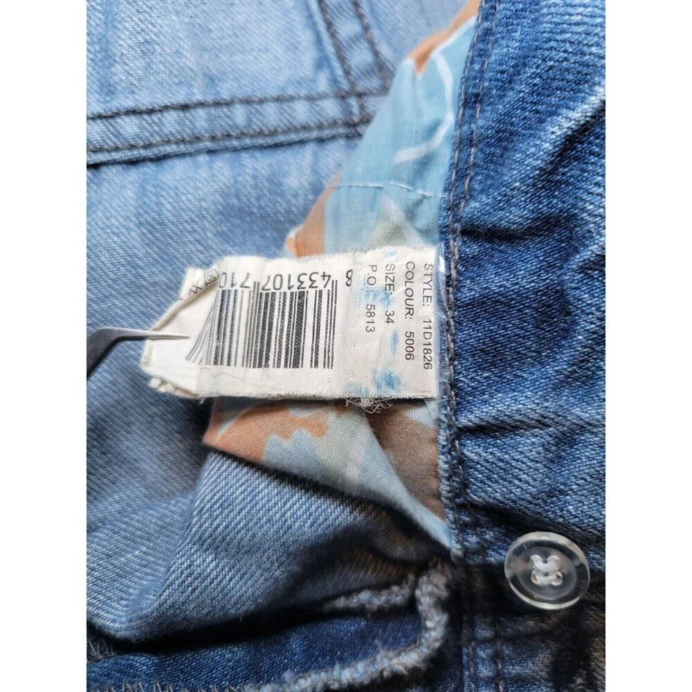 Desigual Men Jeans Regular Straight Size W34 L32 Button Fly Ripped 5 Pocket Blue